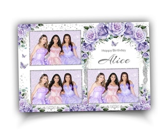 Sweet 16 Photo Booth Quinceanera Photobooth Purple Floral Birthday 4x6 Mis Quince Anos 1104