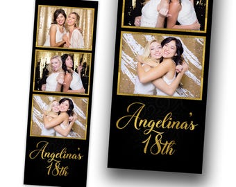 18th Birthday Photo Booth Template, Sweet 16 Minimal Golden Writing 2x6 Photobooth, 1579