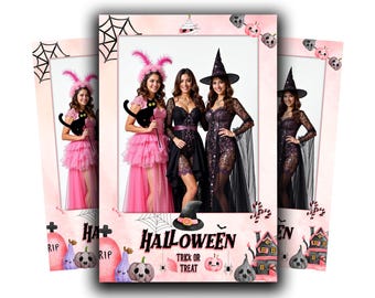 Halloween Photobooth Template, 4x6 Pink Girls Birthday Baby Shower Photo Booth Template HP1