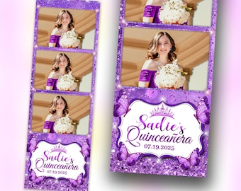 DeFouliao Quinceanera Fotohintergrund 3x2,4 M – Lila Blumen & Schmetterlinge Für 15. Geburtstag – Vinyl-Stoff