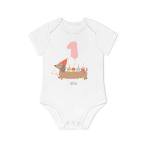 Personalisierter Babybody Hund Dackel | Babybody mit Name | Geschenk 1 Geburtstag Junge Mädchen | Tiermotiv Bio Baumwolle | Hund Baby Outfit afbeelding 8