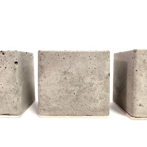 the big weight. concrete paperweight with maple wood. set of 3. desktop office accessories for home or work. image 4