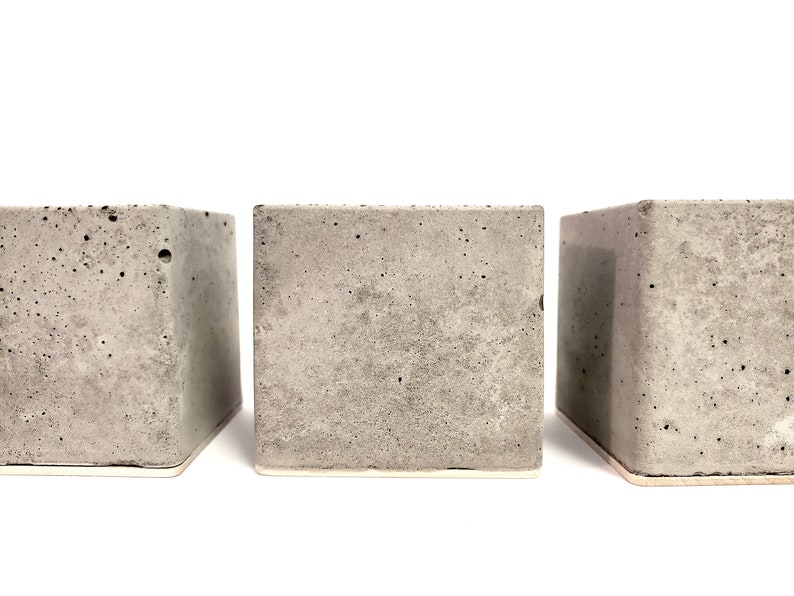 the big weight. concrete paperweight with maple wood. set of 3. desktop office accessories for home or work. image 4