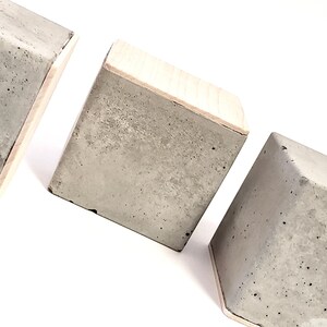 the big weight. concrete paperweight with maple wood. set of 3. desktop office accessories for home or work. image 2