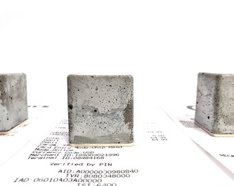 the short weight. concrete paperweight with maple wood. set of 3. desktop office accessories for home or work.