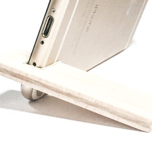 iPhone stand. maple wood with suede lining. image 3