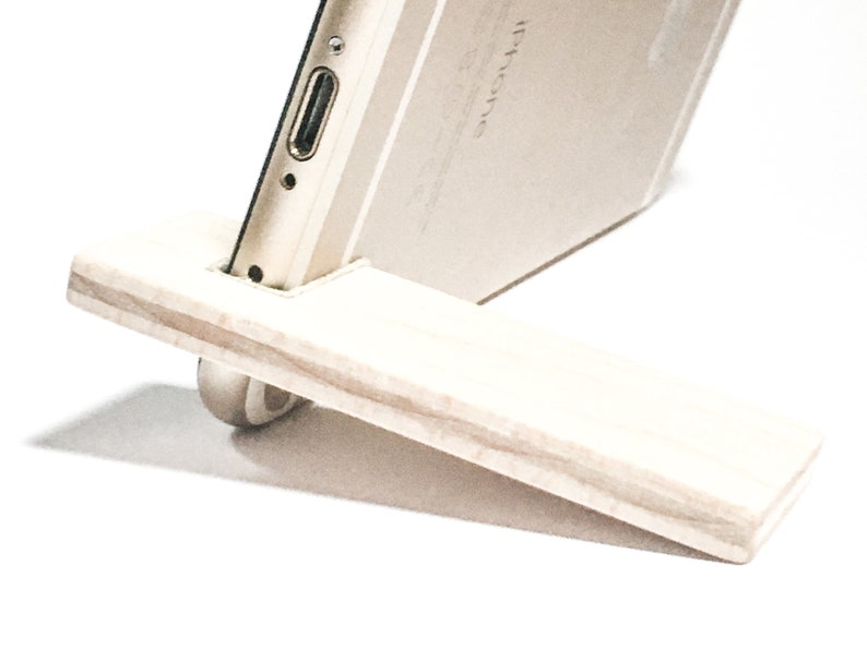 iPhone stand. maple wood with suede lining. image 3