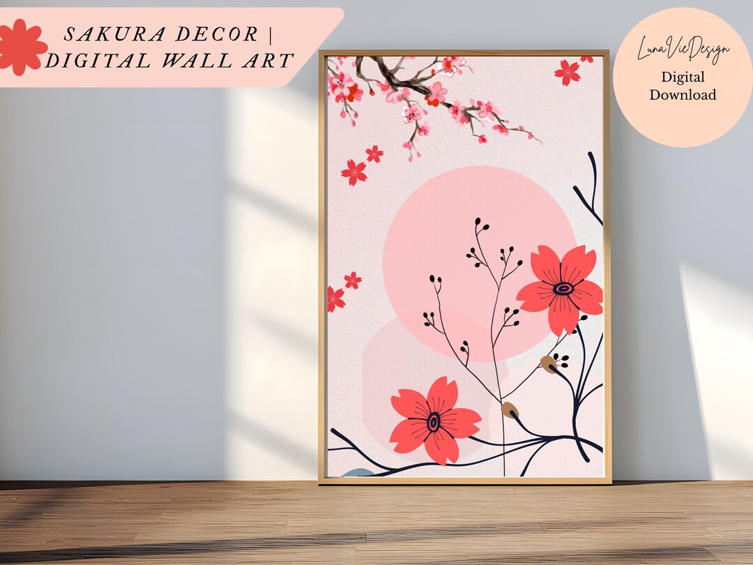 Sakura Wall Art: Minimalist Cherry Blossom Japanese Print (digital ...