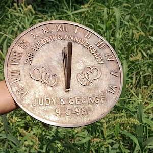 Personalized Anniversary Sundial: Solid Cast Brass, Custom Message