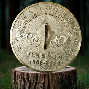 Personalized 60th Anniversary Sundial: Custom Brass Gift for Couple