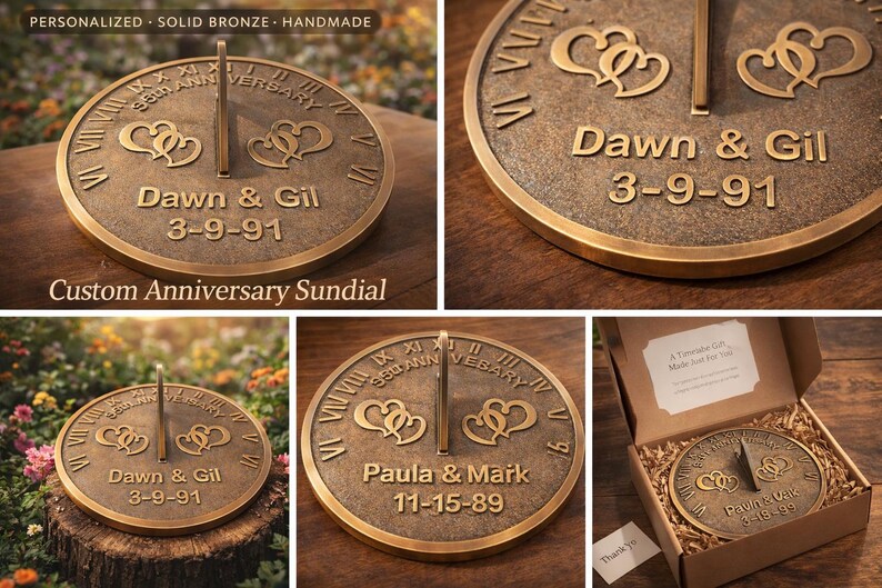 Personalized Bronze Sundial Anniversary Gift | Custom Garden Sundial ...
