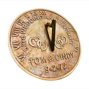 Handmade Pure Brass Garden Sundial, Custom Sundial , Perfect for Mothers Day, Anniversary,  Birthdays, Christmas presents, or any occasion.