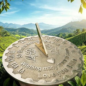 Personalized Brass Garden Sundial- Engraved Design Sundial Home & Garden Decor Gift for Him, Couples Gift, Anniversary Gift