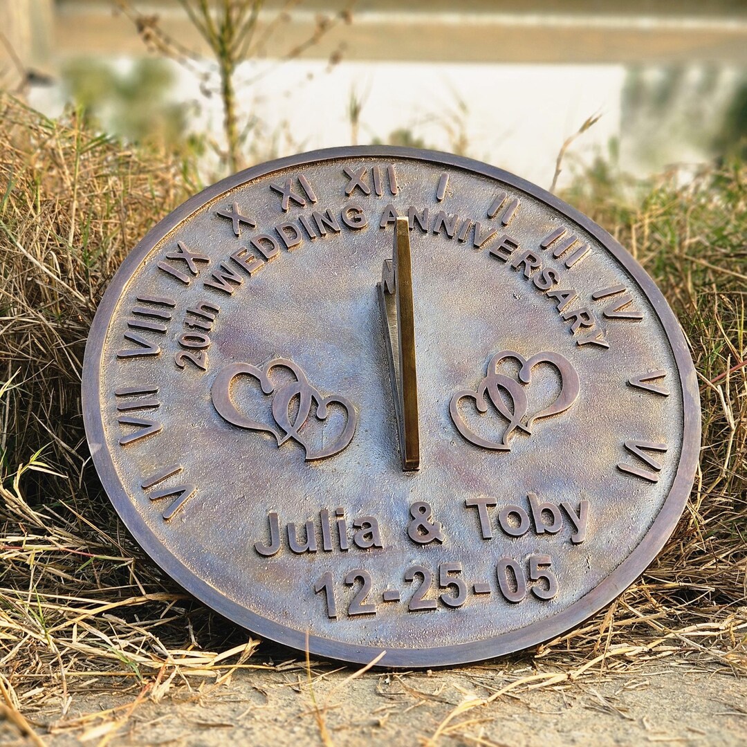 Personalized 20th Golden Anniversary Sundial , Brass Garden Sundial ...