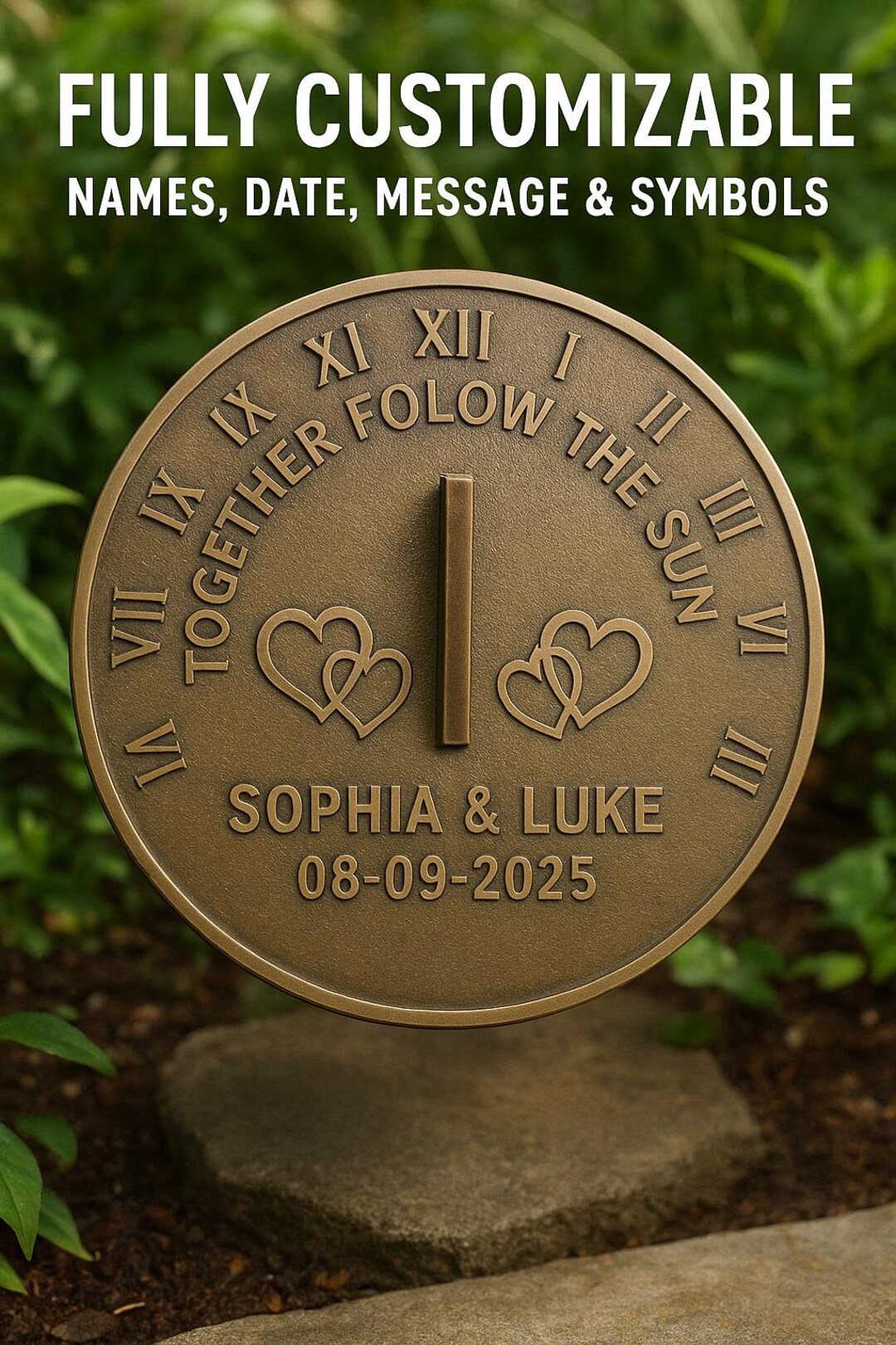 Personalized Brass Sundial – Custom Wedding Sundial Gift With Names ...