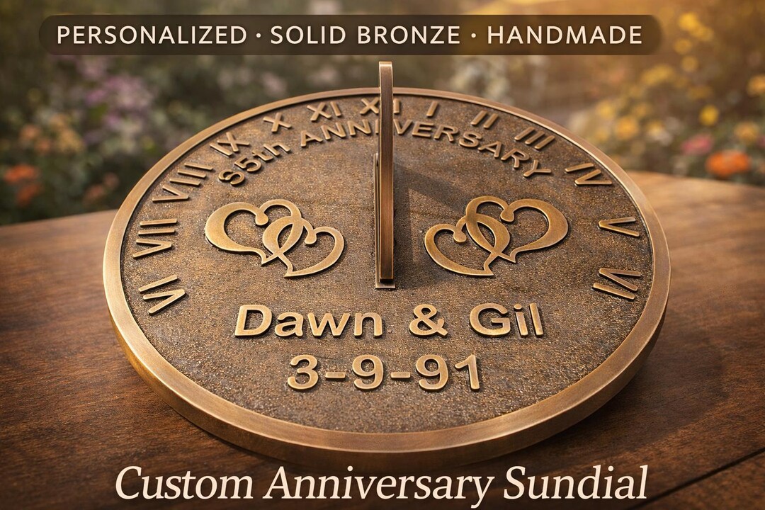 Personalized Bronze Sundial Anniversary Gift | Custom Garden Sundial ...