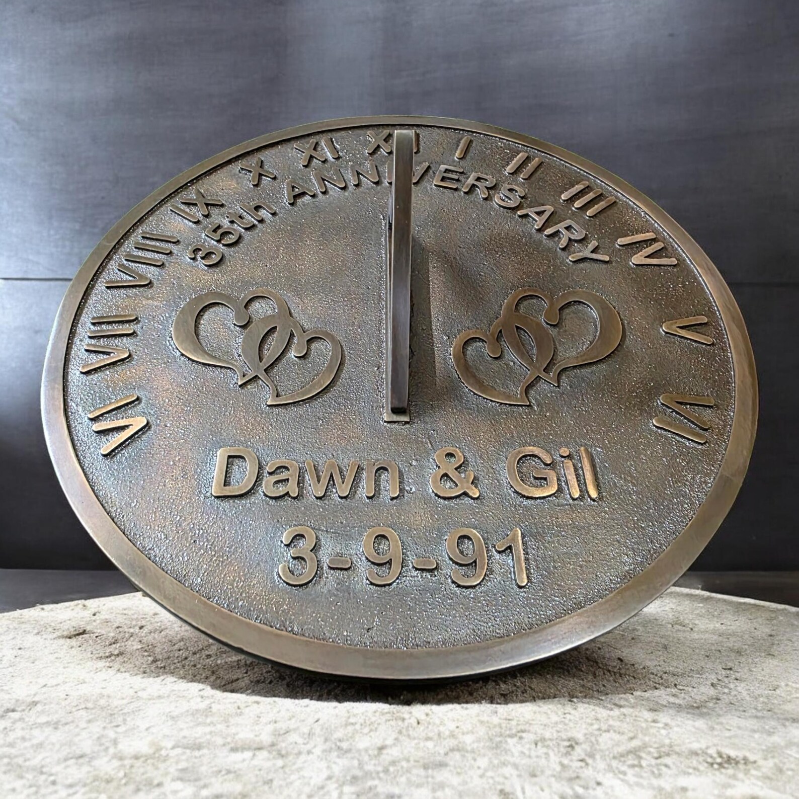 Personalized Bronze Sundial Anniversary Gift | Custom Garden Sundial ...