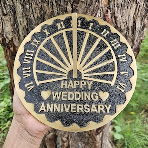 Personalized 50th Anniversary Sundial: Solid Brass Cast Metal Gift