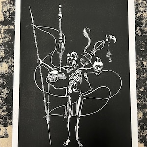 Magnus Archives Linocuts || The Piper || The Slaughter || TMA Fanart Gift || Handprinted Wallart Linoprints