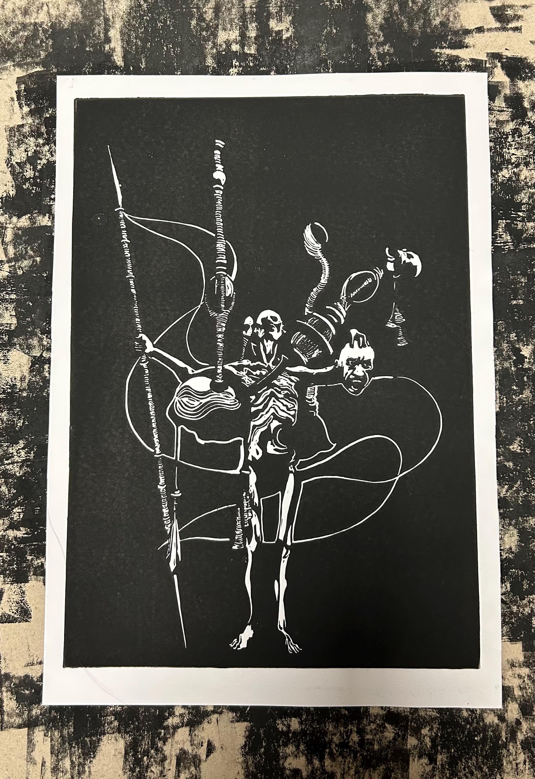 Magnus Archives Linocuts || The Piper || The Slaughter || TMA Fanart Gift || Handprinted Wallart Linoprints