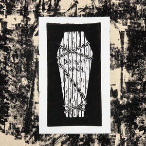 Magnus Archives  Coffin Linocuts || Do Not Open || TMA Fanart Gift || Handprinted Wallart Linoprints