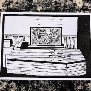 Magnus Archives Coffin Linocuts || Do Not Open POV || TMA Fanart Gift || Handprinted Wallart Linoprints