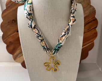 Scarf Necklace with Charm