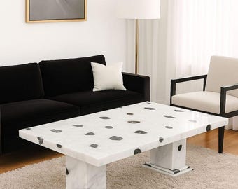 Handmade White Quartz Dining Table Top: Luxury Gem Stone Furniture