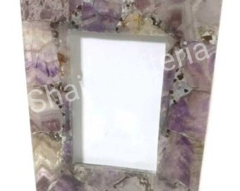Crystal Picture Frame - Selenite, Amethyst, Quartz - Stone Decor
