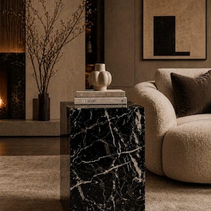 Luxury Black Marquina Marble Coffee Table – Handcrafted Statement Piece”“Premium Black Marquina Stone Table Top– Modern Luxury Design”“El