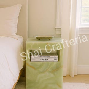 Handmade Green Onyx Coffee Table: Natural Stone End Table