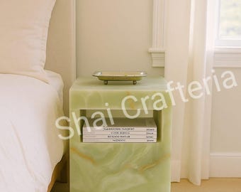 Handmade Green Onyx Coffee Table: Natural Stone End Table
