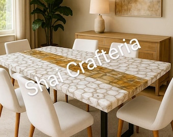 Agate Stone Dining Table: Handcrafted Petrified Wood Centerpiece
