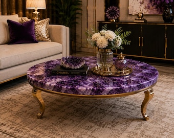 Amethyst Stone Table Top Luxury Design Natural Amethyst Crystal Dining Table Top Purple Amethyst Resin Table Top