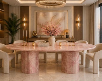Luxury Pink Onyx Marble Dining Table Natural Pink Onyx Stone Dining Table