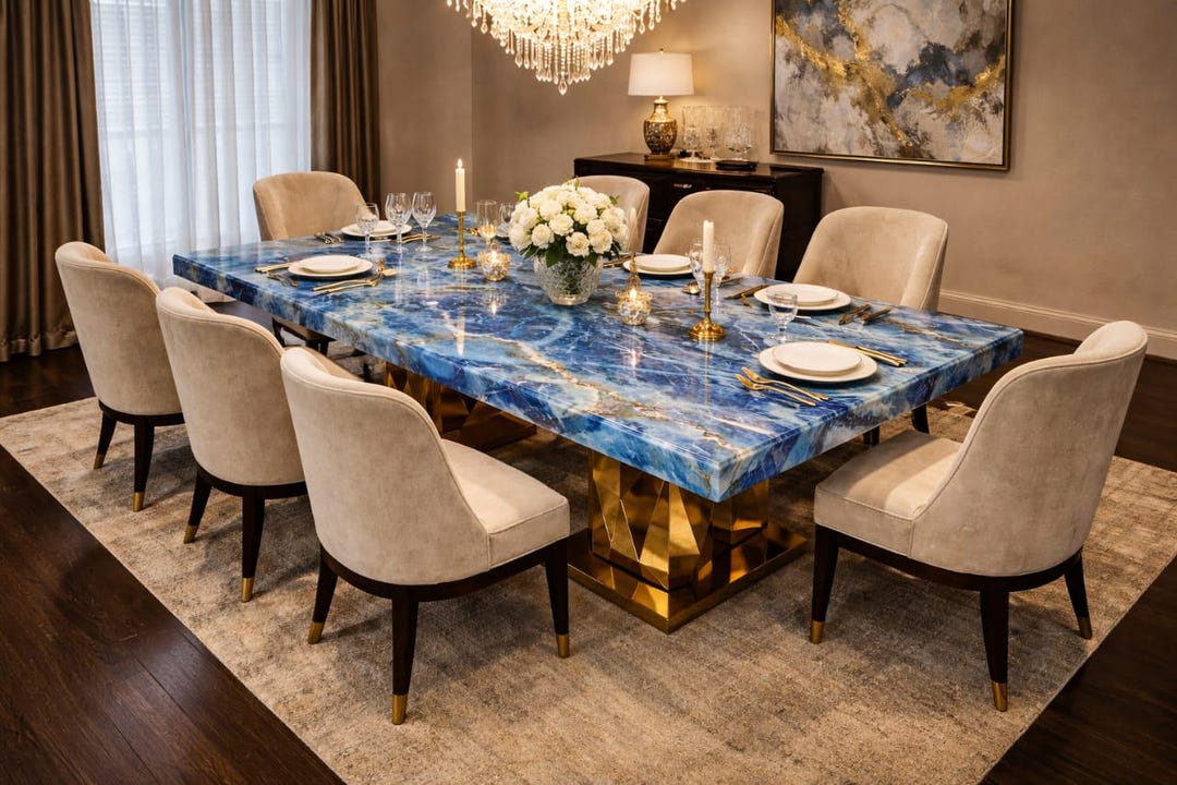 Custom Blue Onyx Dining Table – Natural Stone Luxury Statement Piece - Etsy