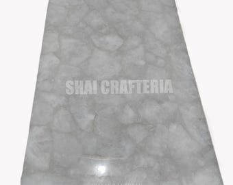 White Quartz Dining Table Top: Modern Handmade Furniture