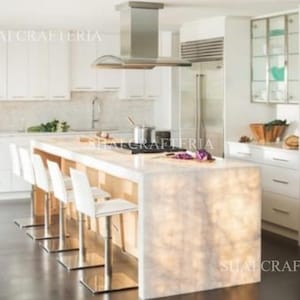 Handmade White Quartz Countertop Agate Custom Quartz Console Table Console table Agate Center Table Kitchen Counter top Home decor, Only top