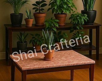Tablero de mesa de comedor de cuarzo rosa hecho a mano: Losa de cristal para la sanación