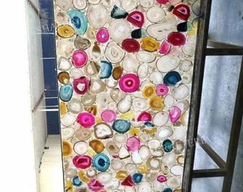 Handmade Mix Agate Table Top: Natural Stone Slab, Home Decor