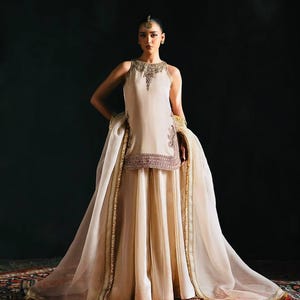 Pakistani Designer Chinon Silk fully embroidered Sequence Work Readymade Salwar Kameez Stitched Wedding Wear Suits