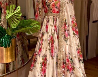 Pakistani Designer Chinon Silk fully embroidered Sequence Work Readymade Salwar Kameez Stitched Wedding Wear Suits