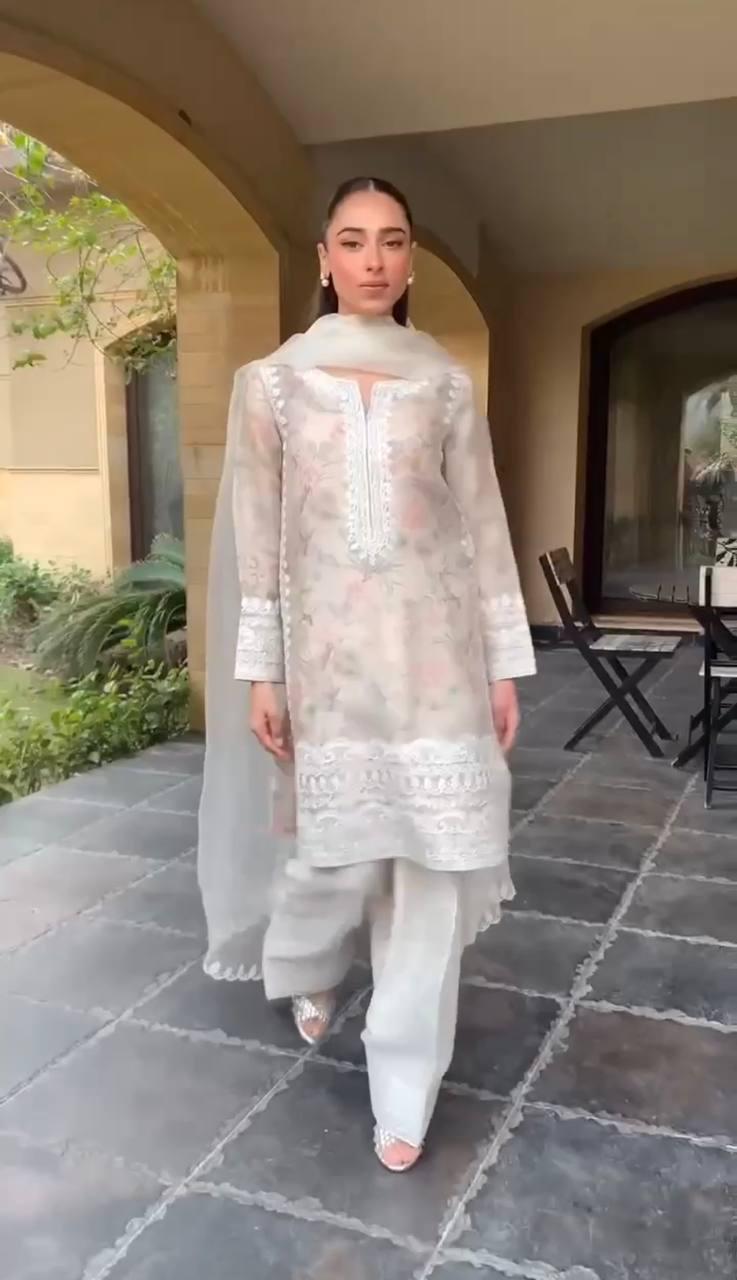 Pakistani Designer Chinon Silk fully embroidered Sequence Work Readymade Salwar Kameez Stitched Wedding Wear Suits