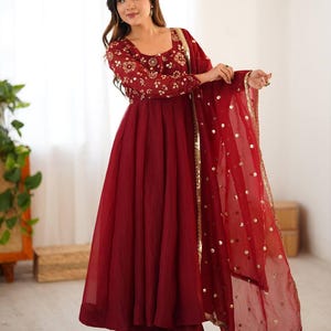Pakistani Designer Chinon Silk fully embroidered Sequence Work Readymade Salwar Kameez Stitched Wedding Wear Suits