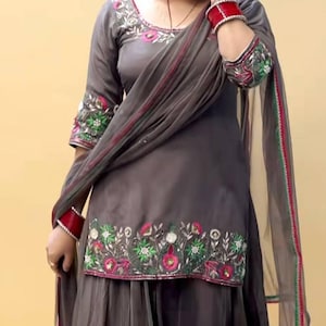 Pakistani Designer Chinon Silk fully embroidered Sequence Work Readymade Salwar Kameez Stitched Wedding Wear Suits