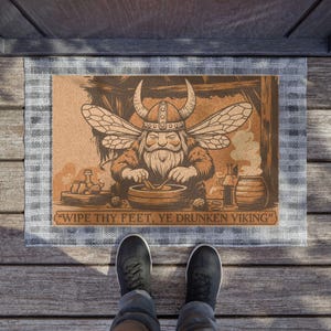 Viking Mead Makers Doormat, Homebrewer Gift, Norse Mythology Rug, Honey Wine Maker, Welcome Mat for Beer Lovers, Meadery Merchandise