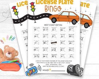 Western US Road Trip Bingo Game: Printable Travel Activity for Kids (Digital Download)