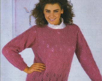 80s Ladies Mohair Sweater Knitting Pattern - PDF Instant Digital Download