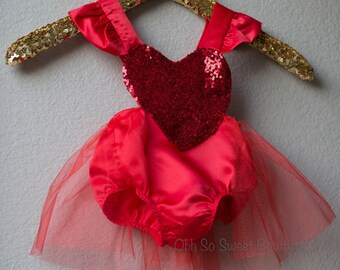 red ruffle romper baby
