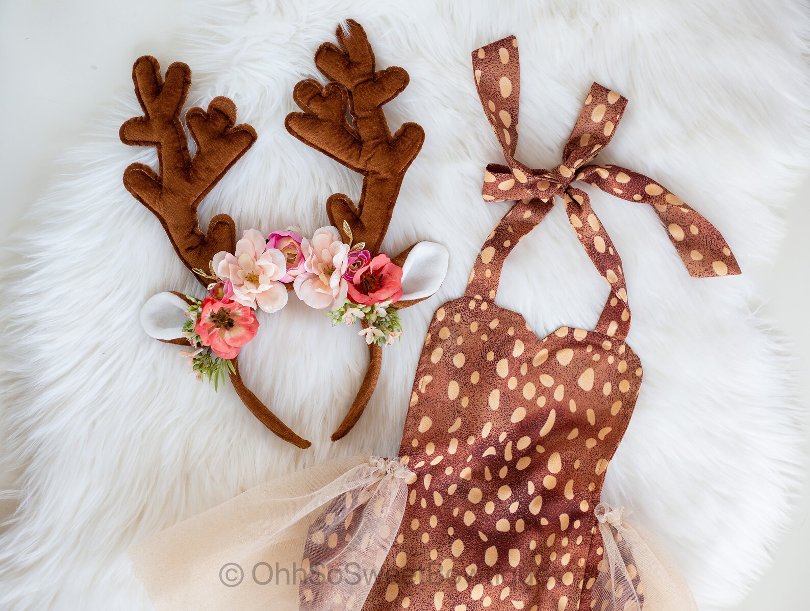 New Born Baby Girl Romper In Little Deer Printed Yellow Color